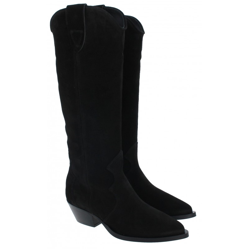 Black knee high cowboy hot sale boots